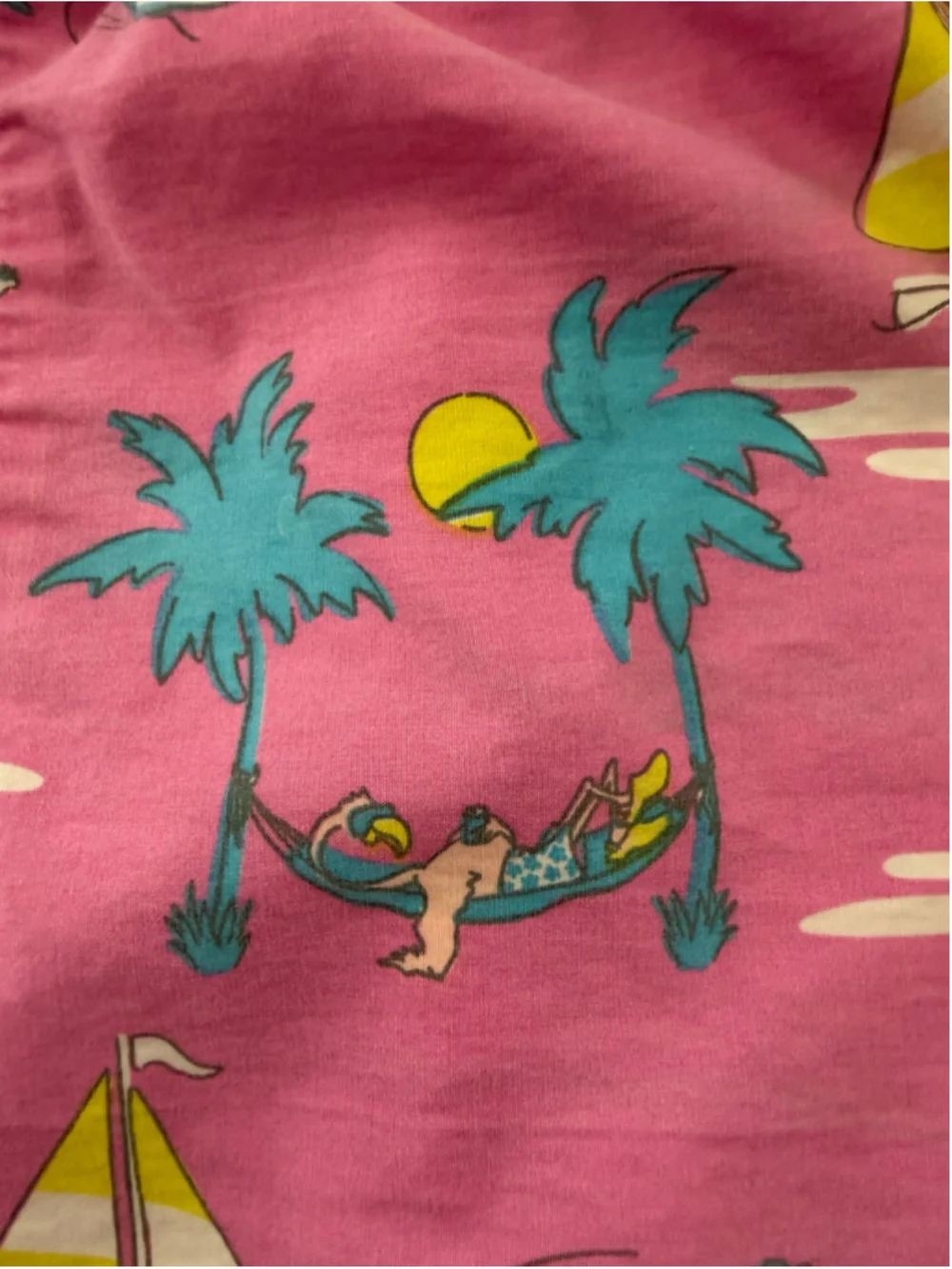 Party Pants Pink Tropical Alligator & Flamingo Swim Trunks – Men’s Medium